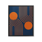 Mid Century Modern Geometric 186 in Navy Blue Orange Framed Canvas Print Gallery Image 8