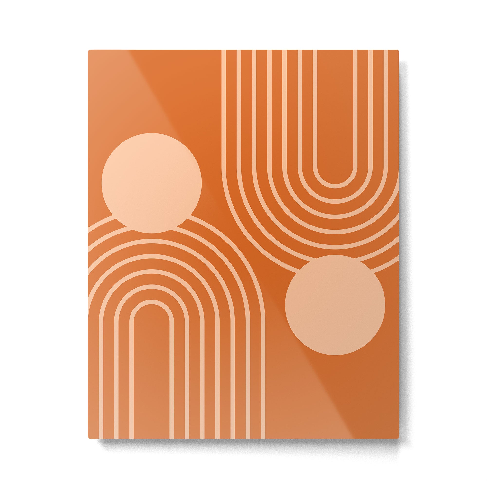 Mid Century Modern Geometric 194 in Orange Shades Metal Print Gallery Image 6