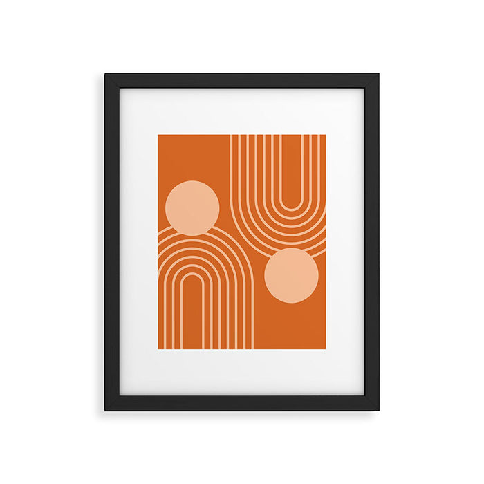 Mid Century Modern Geometric 194 in Orange Shades Framed Art Print Gallery Image 1
