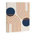 Mid Century Modern Geometric 195 in Navy Blue Orange Canvas Print Gallery Image 8
