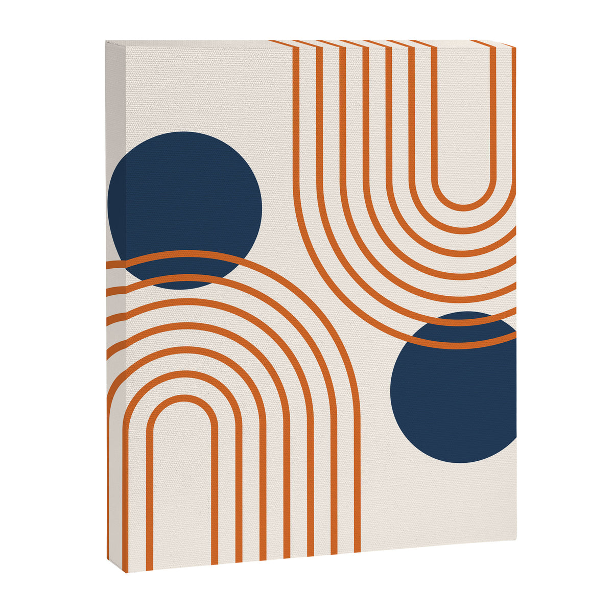Mid Century Modern Geometric 195 in Navy Blue Orange Canvas Print Gallery Image 8