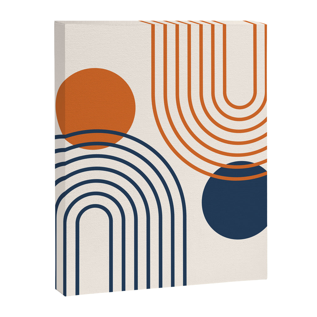 Mid Century Modern Geometric 199 in Navy Blue Orange Canvas Print Gallery Image 8
