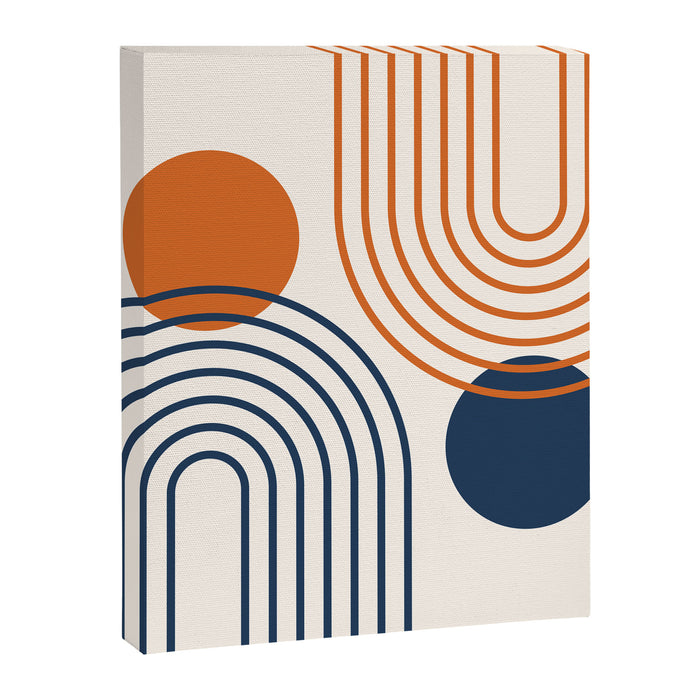 Mid Century Modern Geometric 199 in Navy Blue Orange Canvas Print Gallery Image 1