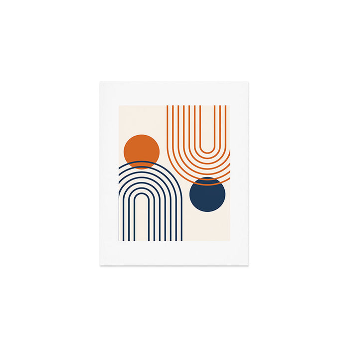 Mid Century Modern Geometric 199.2 in Navy Blue Orange Art Print Gallery Image 1