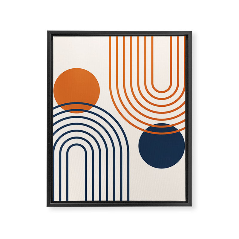 Mid Century Modern Geometric 199.2 in Navy Blue Orange Framed Canvas Print Gallery Image 8