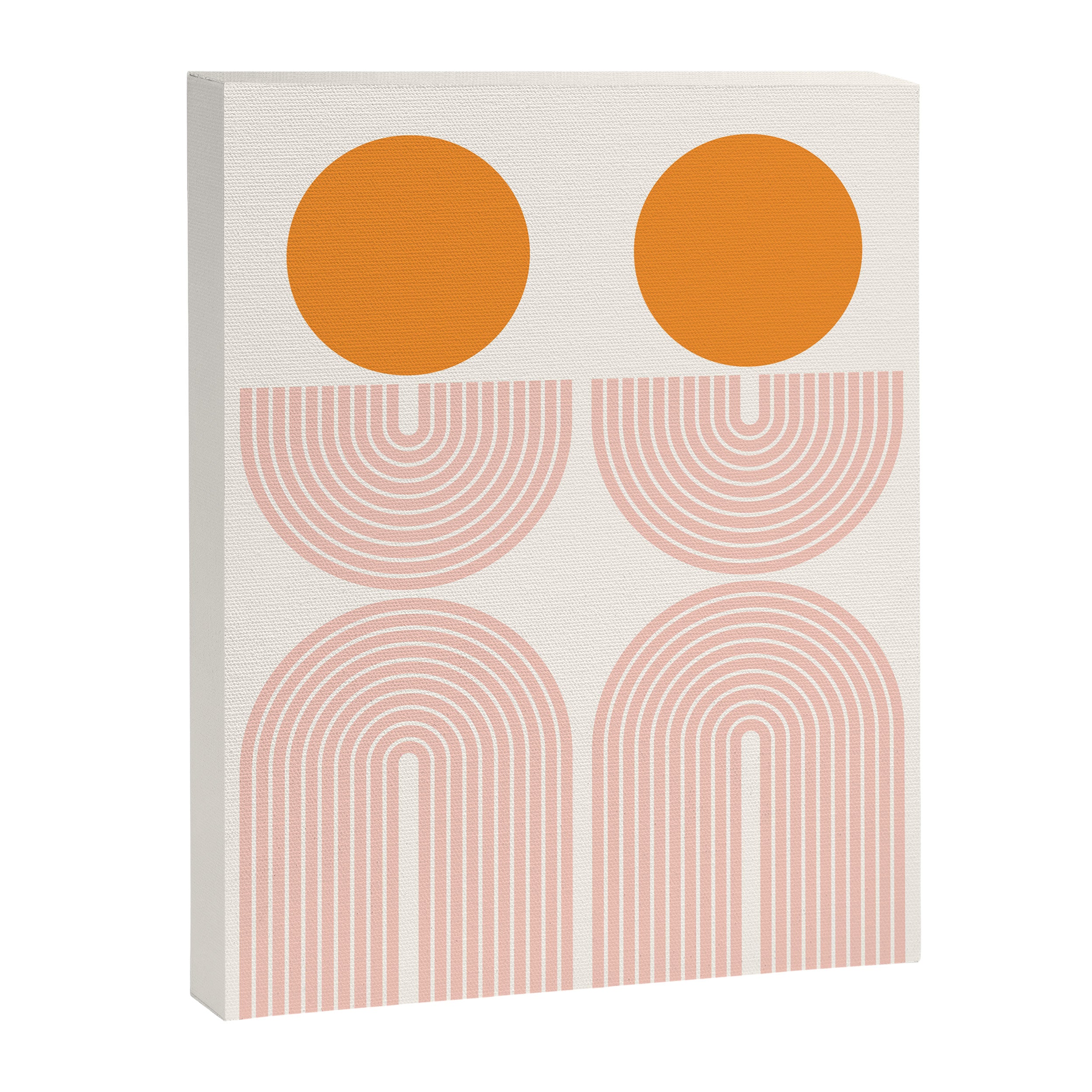 Mid Century Modern Geometric 43 in Coral Orange (Rainbow and Sun Abstraction) Canvas Print Gallery Image 8