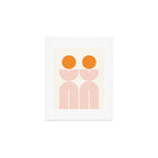Mid Century Modern Geometric 43 in Coral Orange (Rainbow and Sun Abstraction) Art Print Gallery Image 1