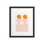 Mid Century Modern Geometric 43 in Coral Orange (Rainbow and Sun Abstraction) Framed Art Print Gallery Image 6