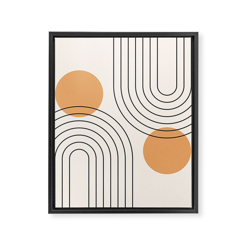 Mid Century Modern Geometric 61 (Rainbow and Sun Abstraction) Framed Canvas Print Gallery Image 8