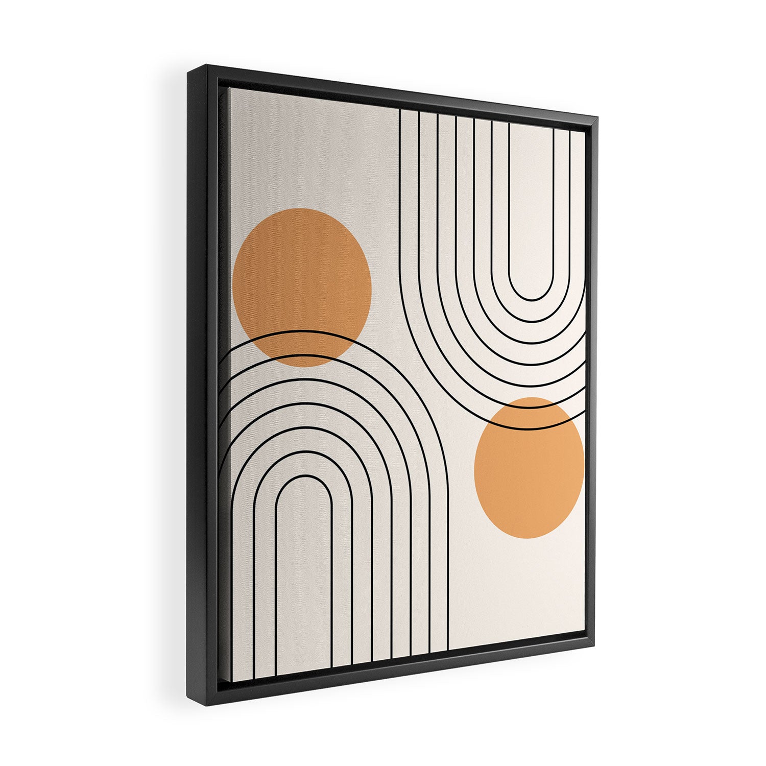 Mid Century Modern Geometric 61 (Rainbow and Sun Abstraction) Framed Canvas Print Gallery Image 2