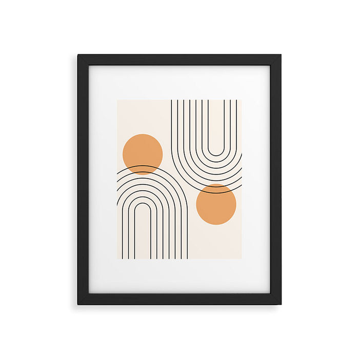 Mid Century Modern Geometric 61 (Rainbow and Sun Abstraction) Framed Art Print Gallery Image 1