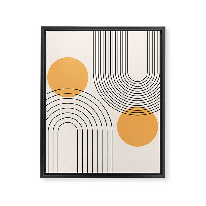 Mid Century Modern Geometric 70 (Rainbow and Sun Abstraction) Framed Canvas Print Gallery Image 1