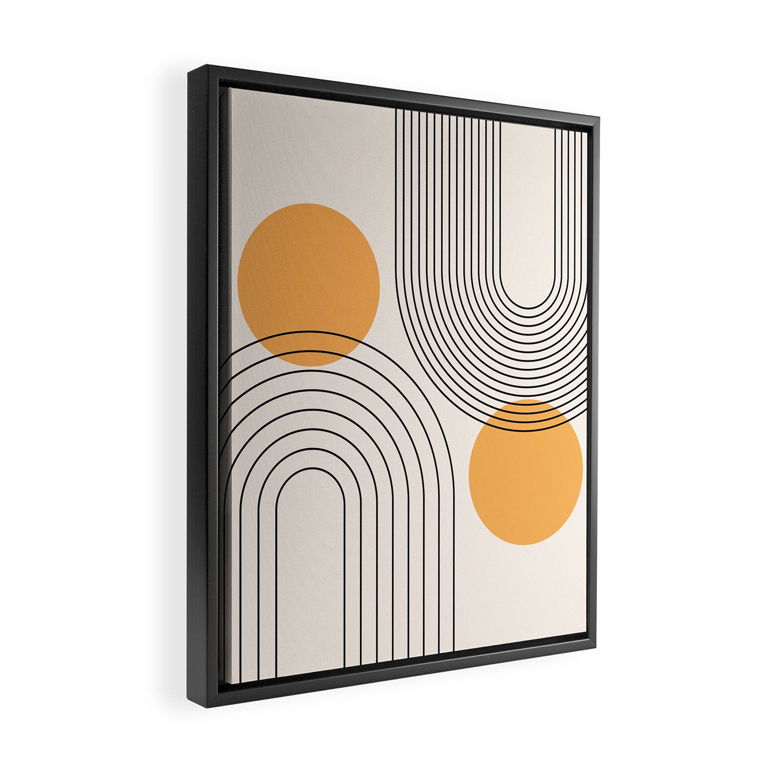 Mid Century Modern Geometric 70 (Rainbow and Sun Abstraction) Framed Canvas Print Gallery Image 2