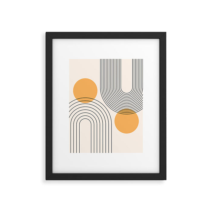 Mid Century Modern Geometric 70 (Rainbow and Sun Abstraction) Framed Art Print Gallery Image 1