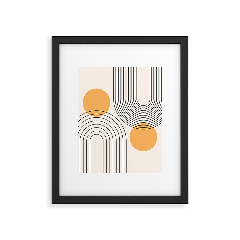 Mid Century Modern Geometric 70 (Rainbow and Sun Abstraction) Framed Art Print Gallery Image 6
