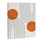 Mid Century Modern Geometric 88 in Navy Blue and Orange (Rainbow and Sun Abstraction) Canvas Print Gallery Image 8