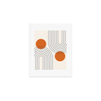 Mid Century Modern Geometric 88 in Navy Blue and Orange (Rainbow and Sun Abstraction) Art Print Gallery Image 1
