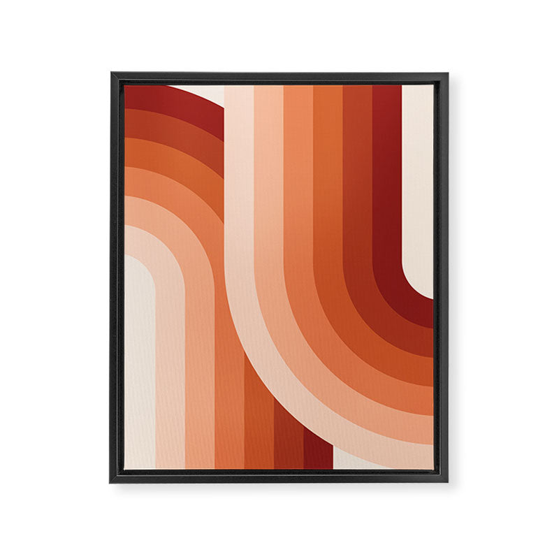 Mid Century Modern Geometric 89 in Terracotta Shades (Rainbow Abstract) Framed Canvas Print Gallery Image 8