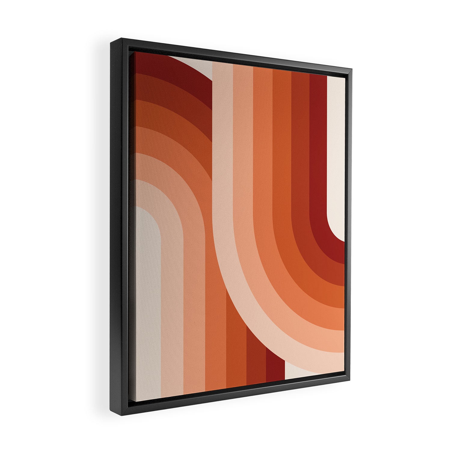 Mid Century Modern Geometric 89 in Terracotta Shades (Rainbow Abstract) Framed Canvas Print Gallery Image 2