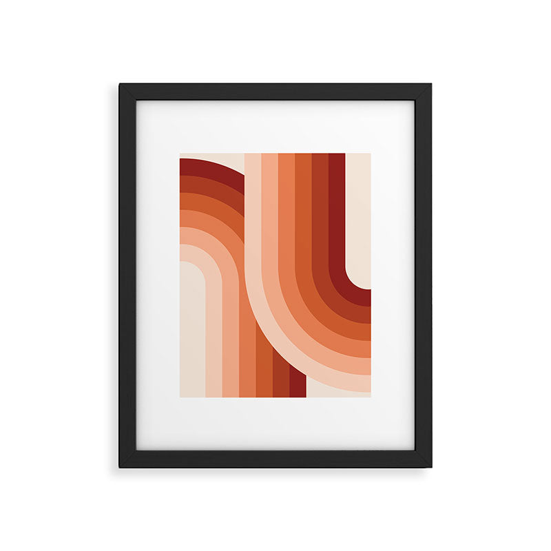 Mid Century Modern Geometric 89 in Terracotta Shades (Rainbow Abstract) Framed Art Print Gallery Image 6