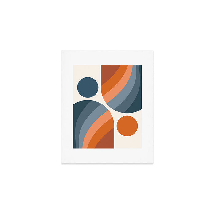 Mid Century Modern Geometric Arch a15 in Navy Blue and Orange Art Print Gallery Image 1