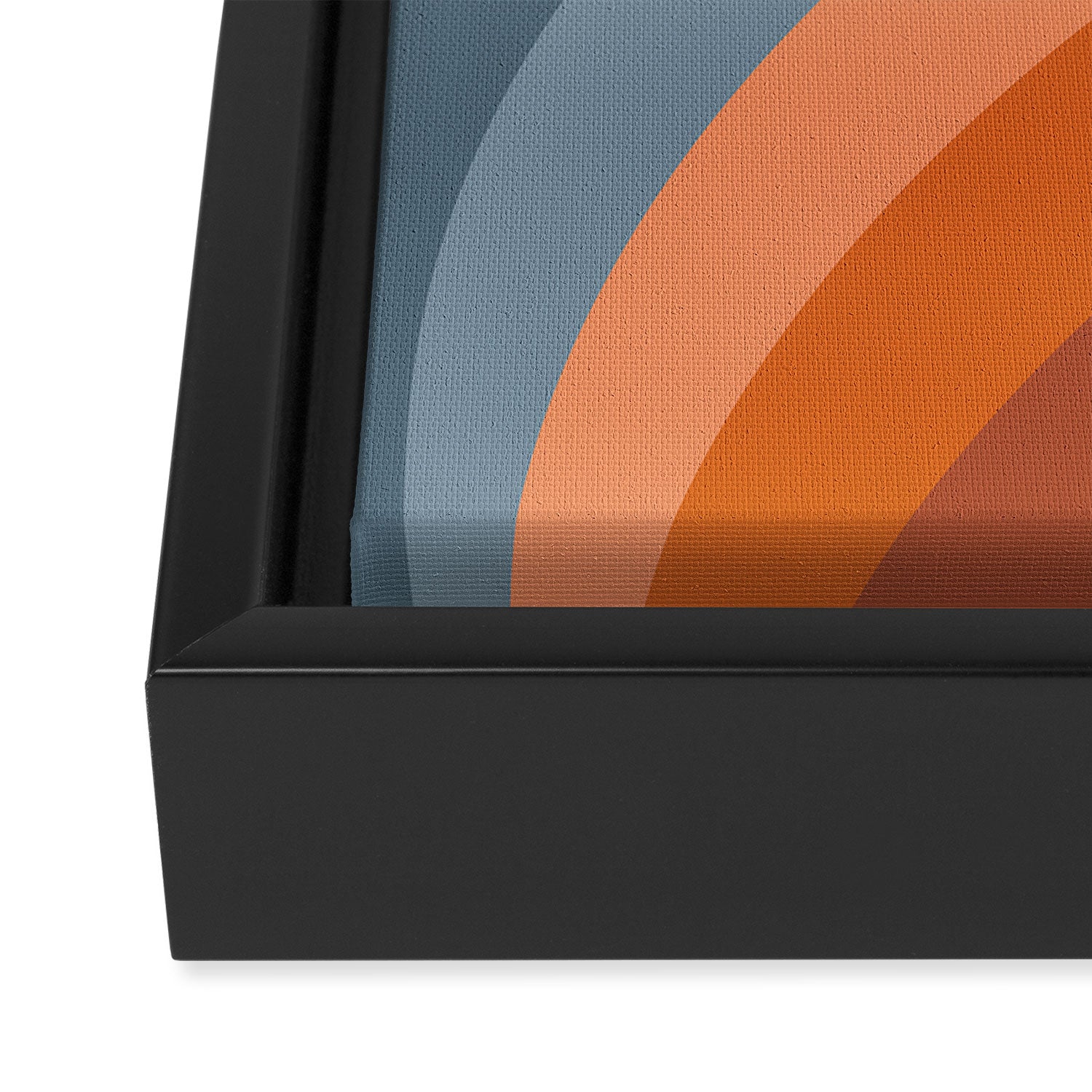 Mid Century Modern Geometric Arch a15 in Navy Blue and Orange Framed Canvas Print Gallery Image 3