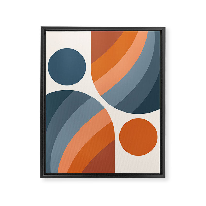 Mid Century Modern Geometric Arch a15 in Navy Blue and Orange Framed Canvas Print Gallery Image 8