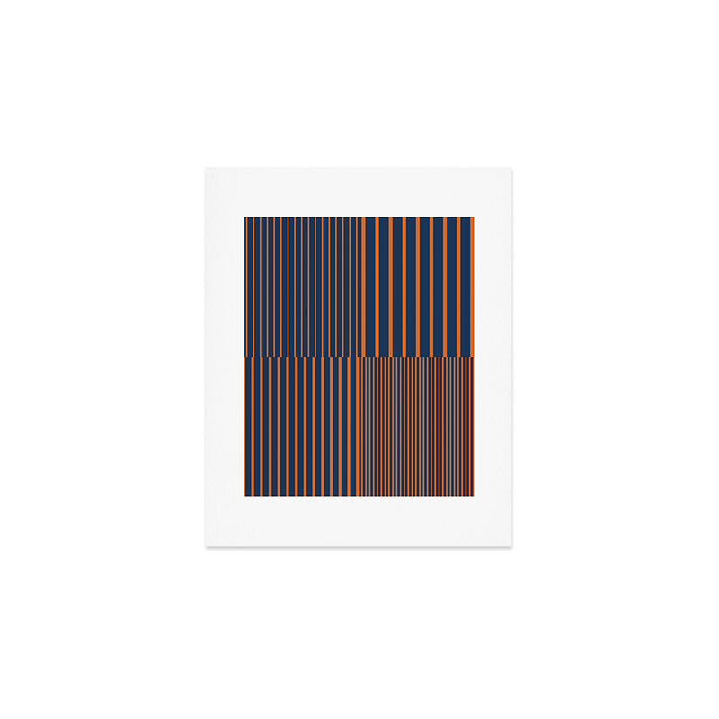 Stripes Pattern and Lines 8 in Navy Blue Orange Art Print Gallery Image 1