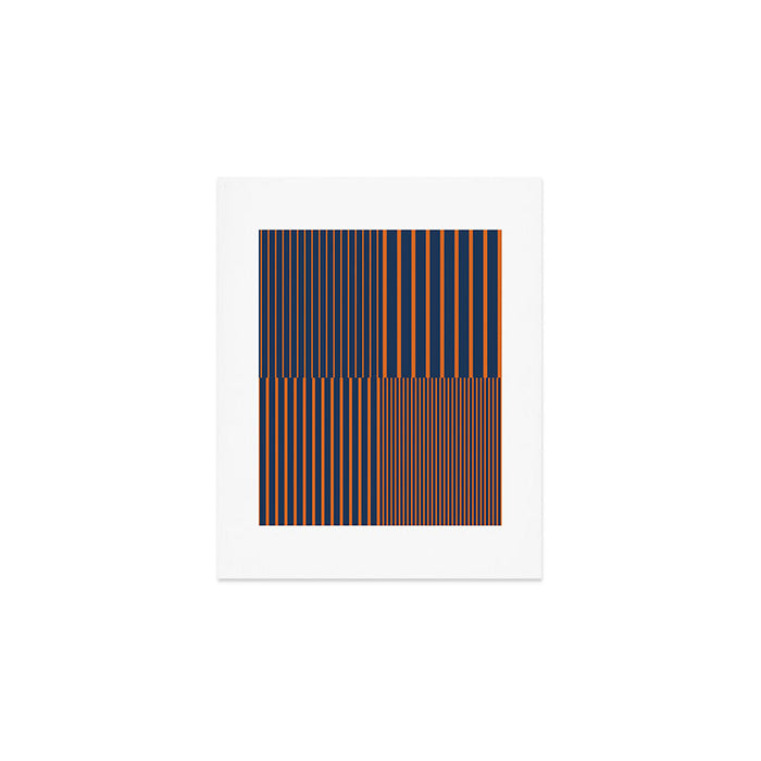 Stripes Pattern and Lines 8 in Navy Blue Orange Art Print Gallery Image 1