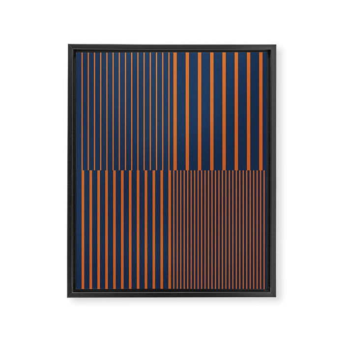 Stripes Pattern and Lines 8 in Navy Blue Orange Framed Canvas Print Gallery Image 1