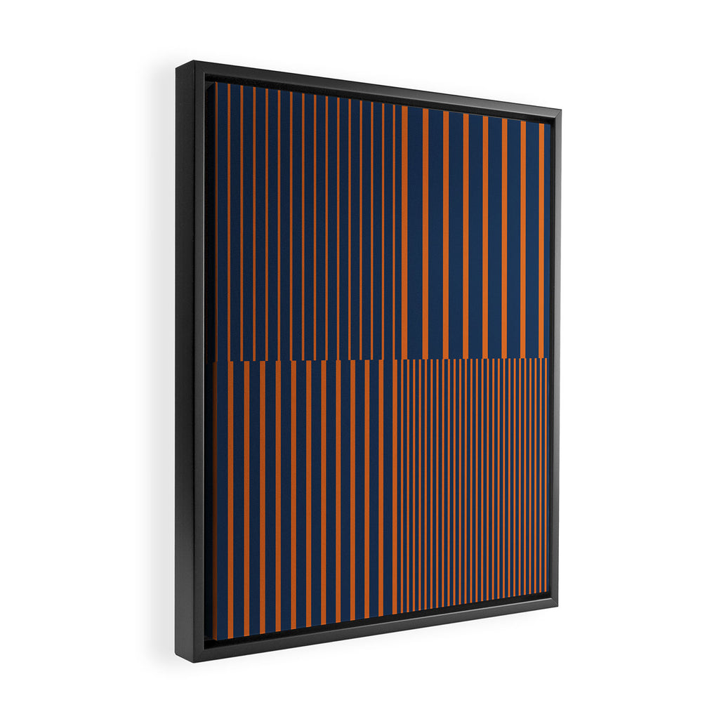 Stripes Pattern and Lines 8 in Navy Blue Orange Framed Canvas Print Gallery Image 2