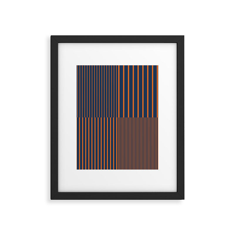 Stripes Pattern and Lines 8 in Navy Blue Orange Framed Art Print Gallery Image 6