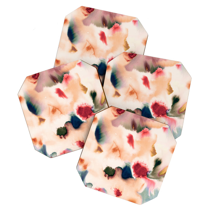 Abstract Watercolor Dreamy Autumn Painting Romantic Botanica Coaster Gallery Image 1