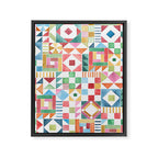 Christmas Geometric Patchwork Joy Watercolor Holiday Quilt Pattern Framed Canvas Print Gallery Image 8