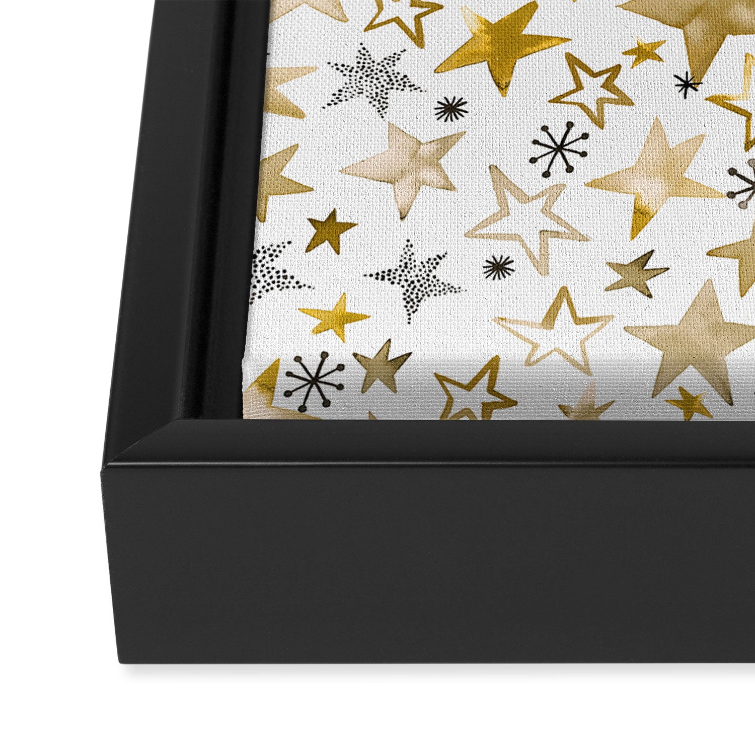 Christmas Golden Stars Elegant Celestial Stars Framed Canvas Print Gallery Image 3