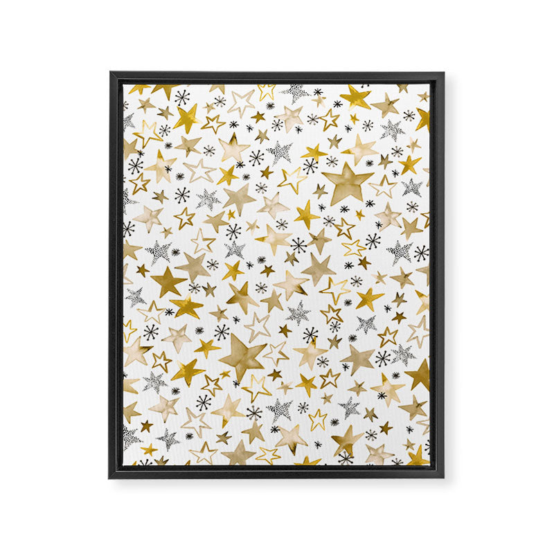 Christmas Golden Stars Elegant Celestial Stars Framed Canvas Print Gallery Image 8