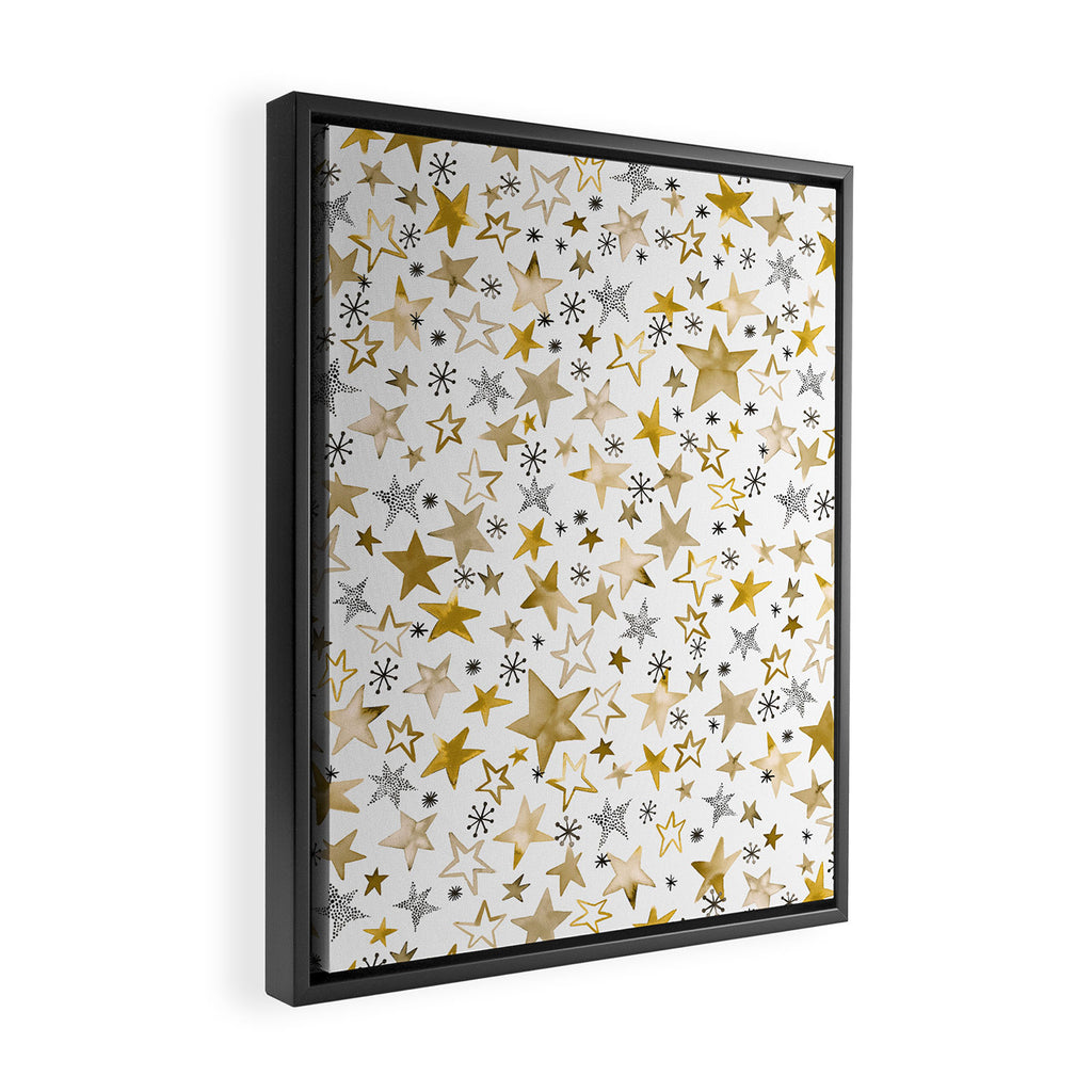 Christmas Golden Stars Elegant Celestial Stars Framed Canvas Print Gallery Image 2