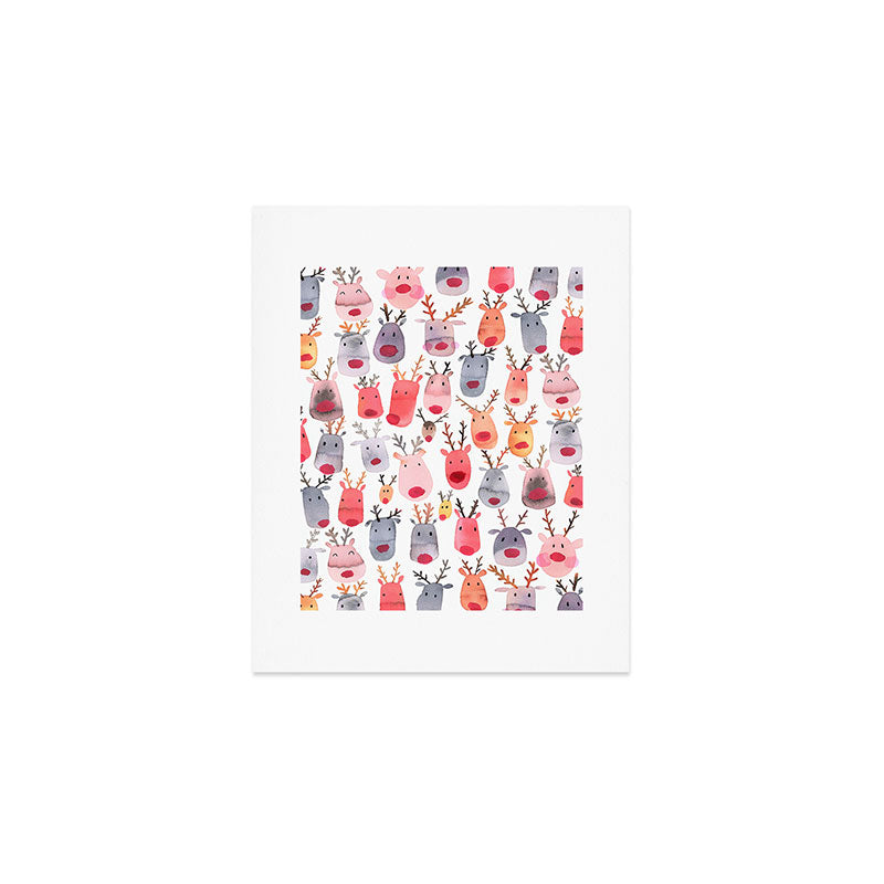 Christmas Winter Cute Reindeers Art Print Gallery Image 1