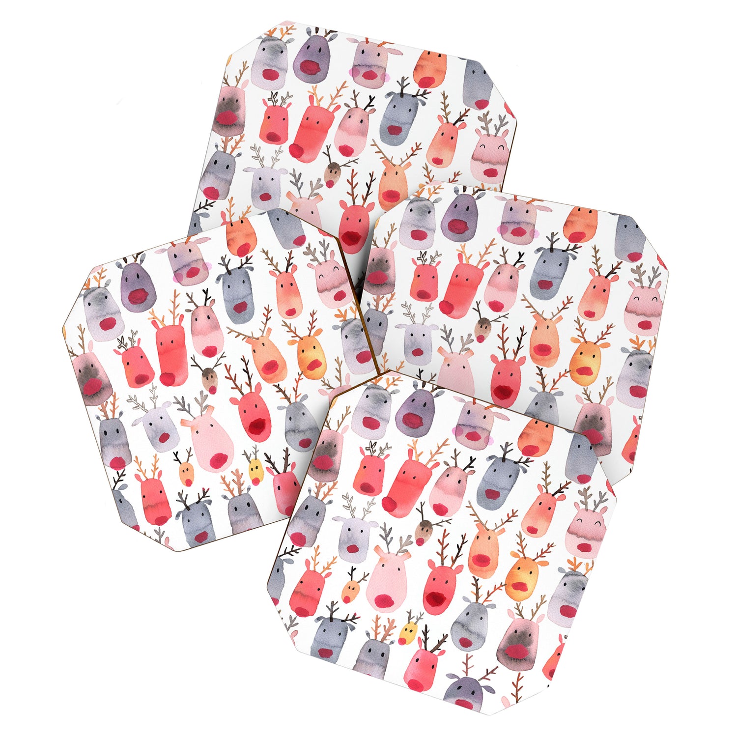Christmas Winter Cute Reindeers Coaster Gallery Image 1
