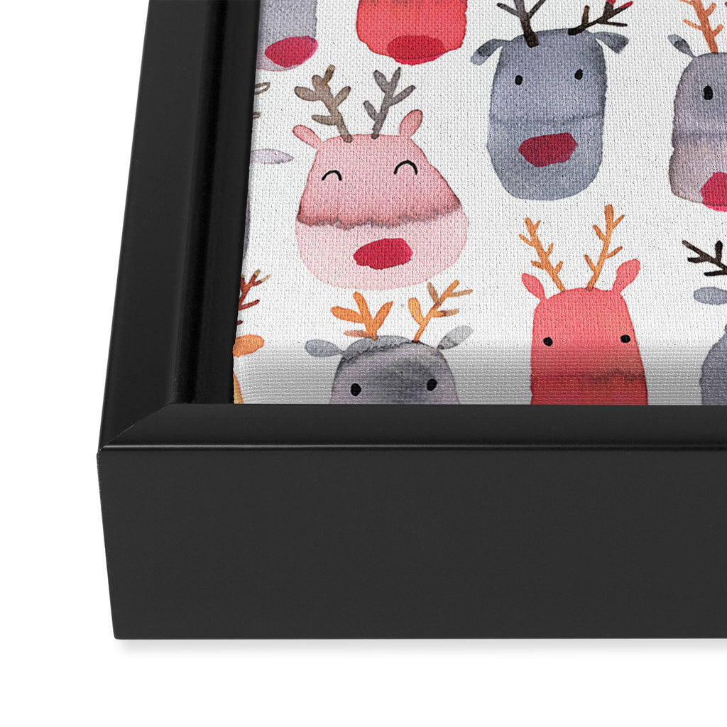 Christmas Winter Cute Reindeers Framed Canvas Print Gallery Image 3