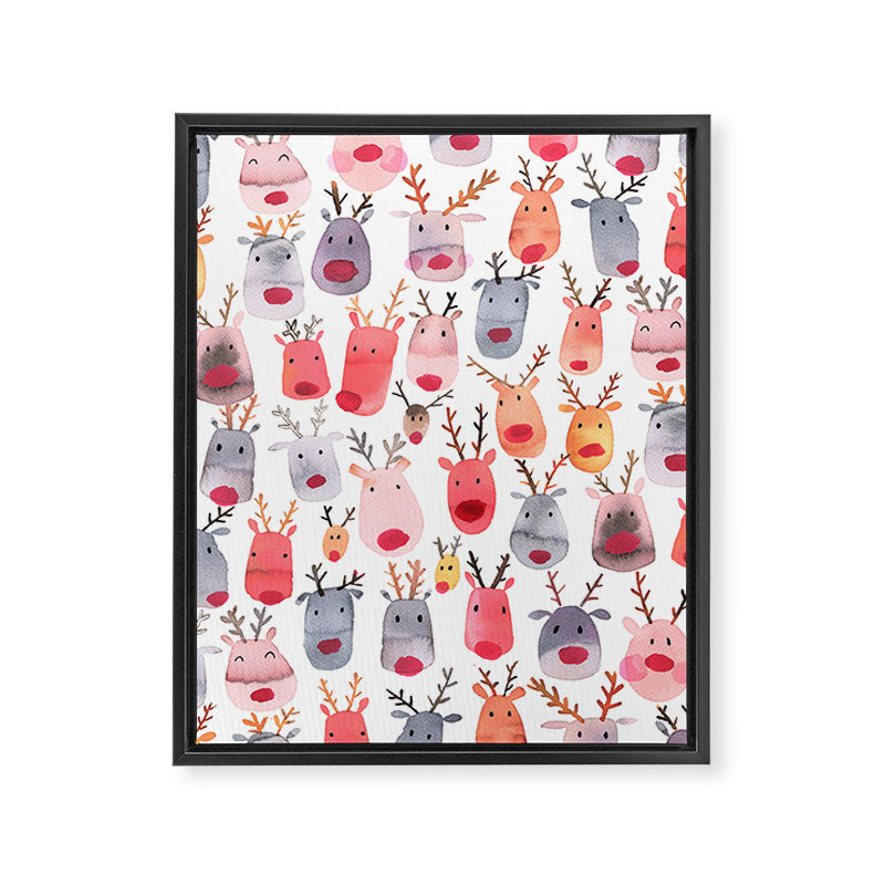 Christmas Winter Cute Reindeers Framed Canvas Print Gallery Image 8