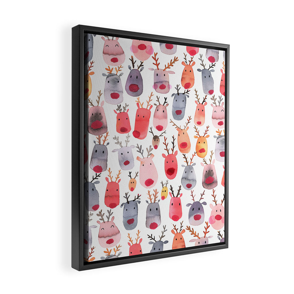 Christmas Winter Cute Reindeers Framed Canvas Print Gallery Image 2
