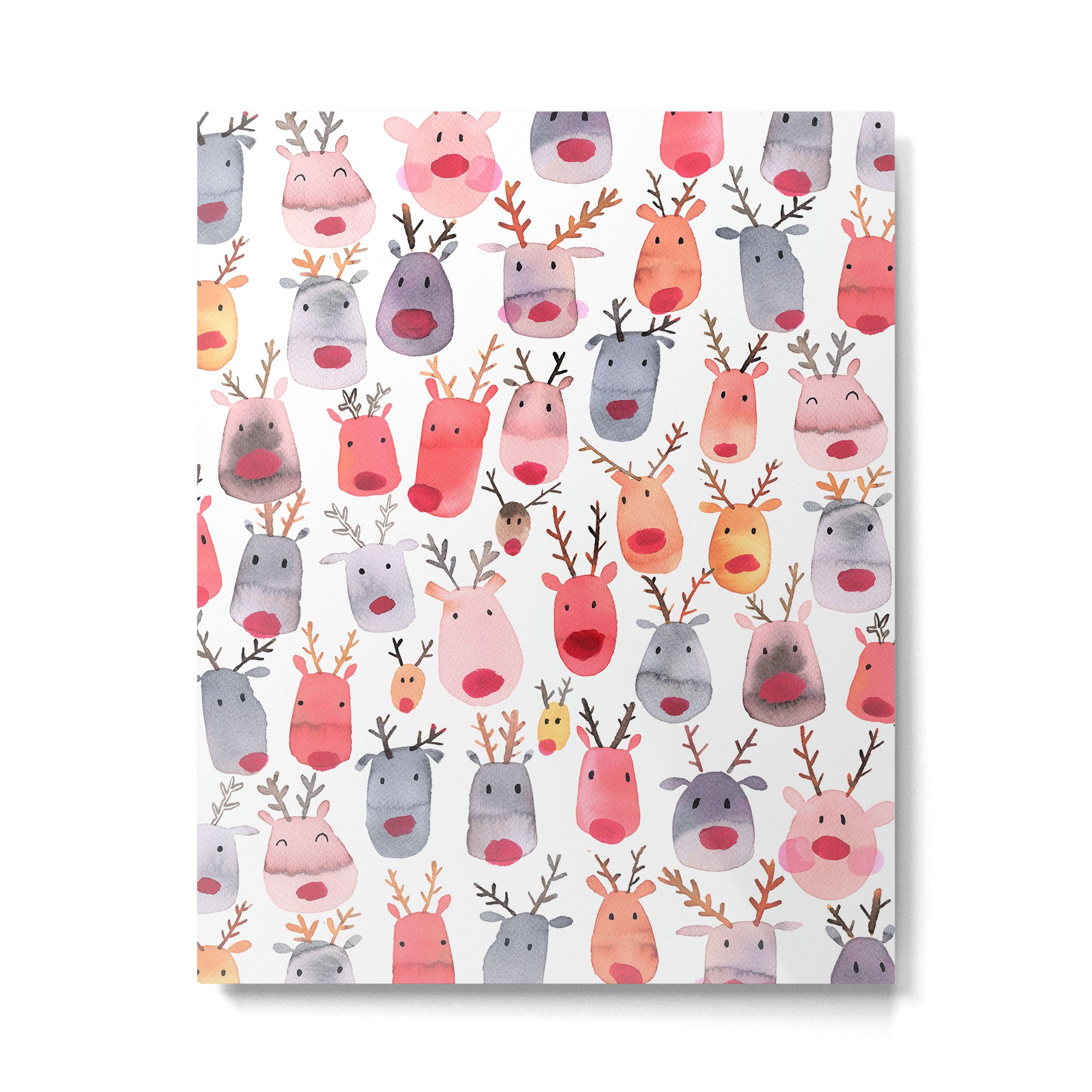 Christmas Winter Cute Reindeers Metal Print Gallery Image 6