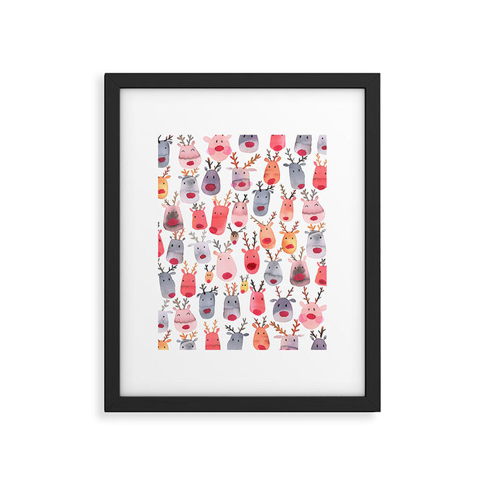 Christmas Winter Cute Reindeers Framed Art Print Gallery Image 1