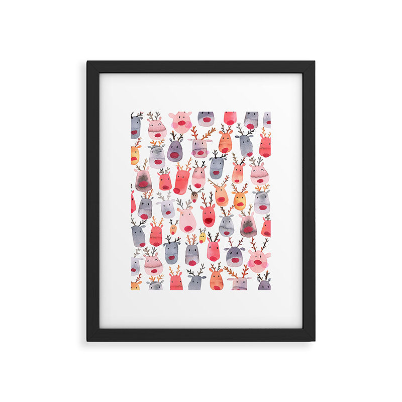 Christmas Winter Cute Reindeers Framed Art Print Gallery Image 6