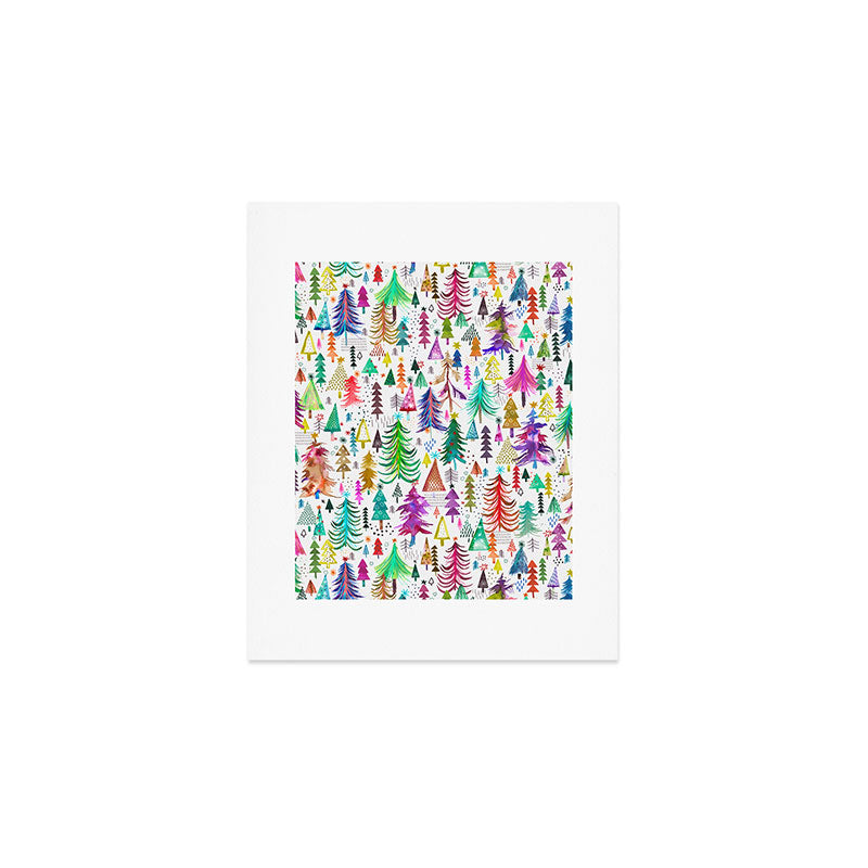 Colorful Christmas Trees Art Print Gallery Image 1