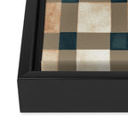 Cozy heirloom Rustic plaid Geometric Gold Navy Framed Canvas Print Gallery Image 3