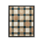 Cozy heirloom Rustic plaid Geometric Gold Navy Framed Canvas Print Gallery Image 8