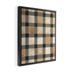 Cozy heirloom Rustic plaid Geometric Gold Navy Framed Canvas Print Gallery Image 2