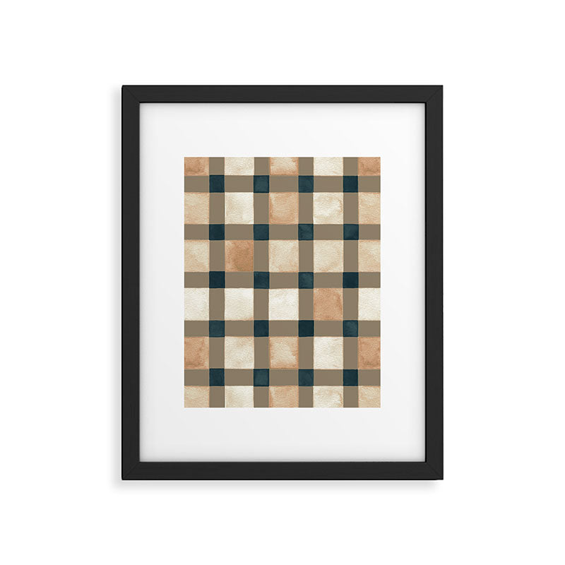Cozy heirloom Rustic plaid Geometric Gold Navy Framed Art Print Gallery Image 6